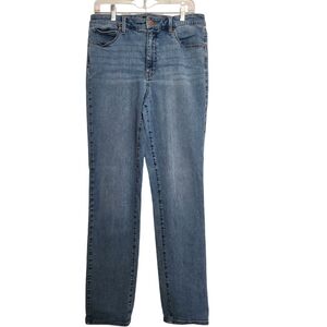Talbots straight leg blue denim stretch jeans high rise SZ 12 Long